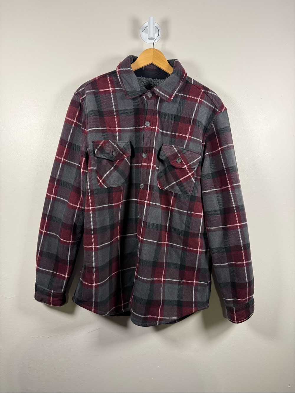 Freedom Foundry Gorpcore Sherpa Fleece Cabincore Plaid Flannel Jacket Medium
